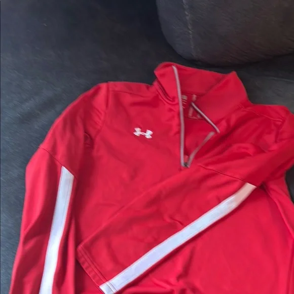Under Armour Red Pullover with White Accents - Picture 2 of 7